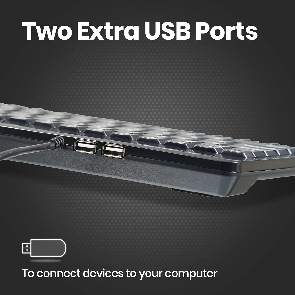 Perixx PERIBOARD-505H Wired Mini Keyboard with Built-in Trackball, 0.55 Inch Trackball and 2 USB Hubs, Black, US English Layout