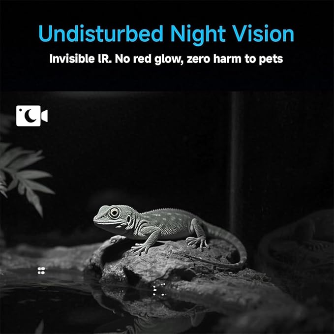 2K HD Fish Tank Camera, Aquarium Camera for Fish Tank & Reptile Terrarium, WiFi Pet Cameras with AI Motion Detection, Night Vision, Two-Way Audio & 140° Wide-Angle Anti-Glare & Anti-Reflection (1 Set)