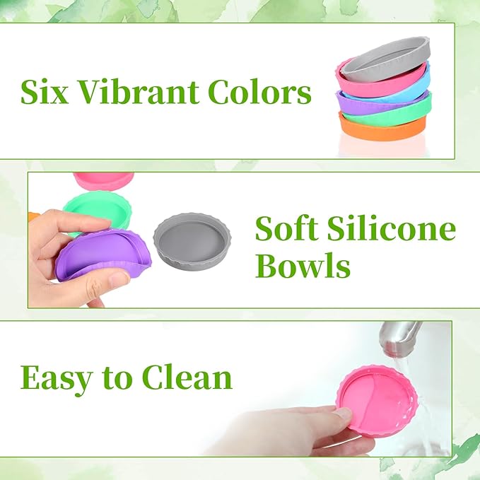 6 PCS Crested Gecko Food and Water Bowl, Reusable Silicone Reptile Feeding Cups for Lizard Anoles Bearded Dragons Tank Terrarium Accessories Supplies for Tortoise, Crab and Small Pet 6 Colors