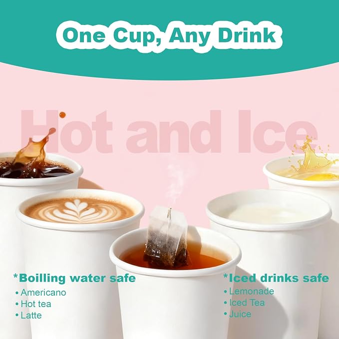 12 oz 300 Pack Disposable Coffee Cups, Bulk White Disposable Paper Cups