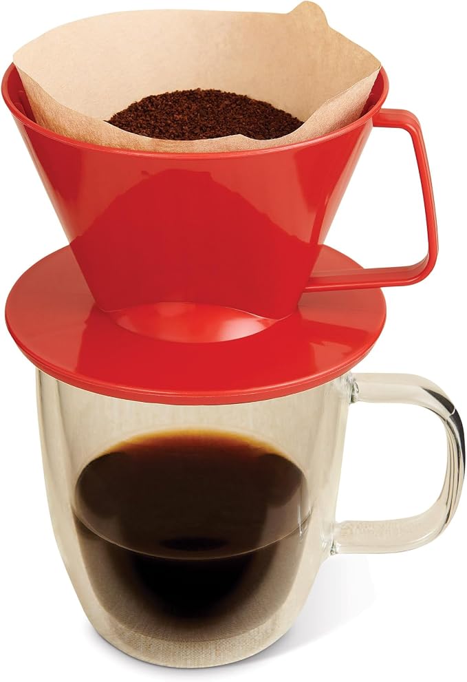 Fino Pour-Over Coffee Brewing Filter Cone, Number 4-Size, Brews 8 to 12-Cups