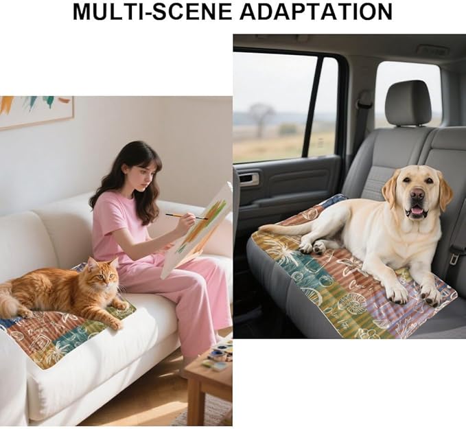 Colorful Summer Beach Puppy Beds Pet Bed & Crate Mat Cushion Puppy Pads Crate Beds for Small Dogs Washable Non-Slip Dog Dog Bed Furniture Washable Mats Kennel Pillow Indoor Outdoor 24X18 Inch