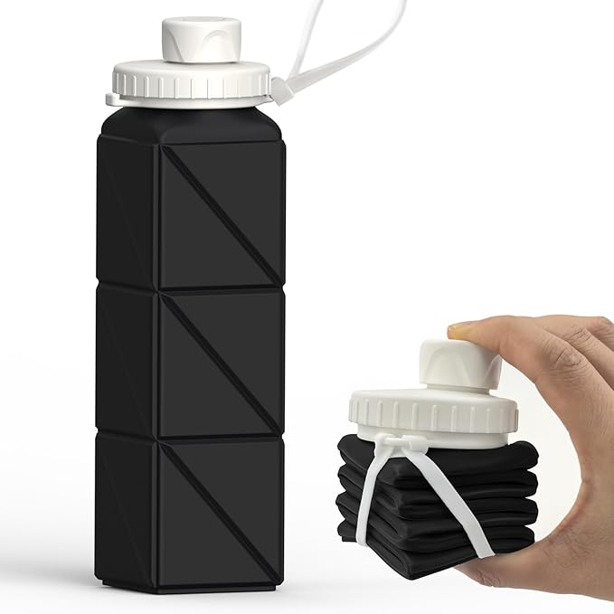 BEAUTAIL Collapsible Water Bottles 21oz/610mL, Silicone Travel Water Bottle |