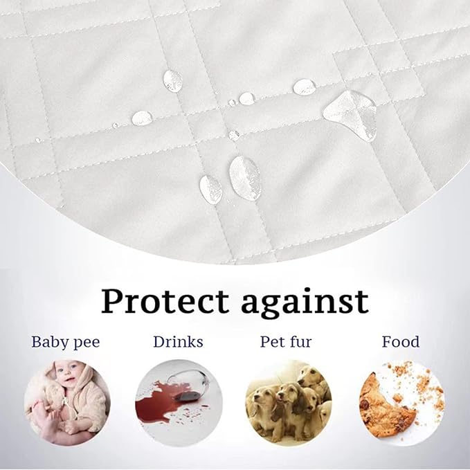 Waterproof Dog Bed Covers for Couch Protection, Water-Resistant Soft Dog Pet Blanket Anti-Slip Dog Blanket for Bed, for Furniture Bed Couch Sofa (Ivory White,86x82inch)