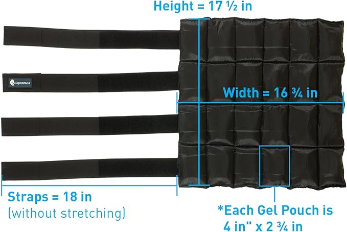 Equinavia Cool Relief Therapy Ice Boots Leg Wraps Pair for Horses, Gel Pack with Adjustable Straps | 16.5" x 15.5" with Storage Bag - Green - Pair - One Size