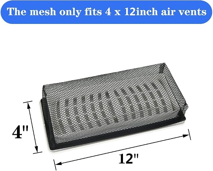 4"x12" Floor Register Trap Covers Screen Air Vent Filters