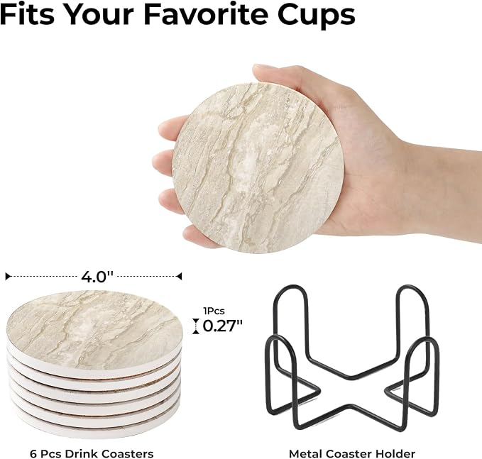 LIFVER Coasters for Coffee Table, Coasters for Drinks Absorbent, Drink Coasters
