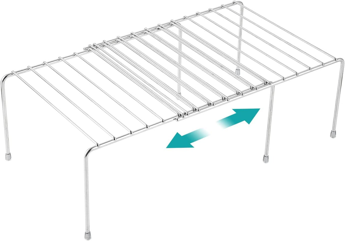 Expandable Cabinet Shelf Rack, Stainless Steel Adjustable Kitchen Countertop Shelves Risers, Kitchen Shelf Rack For Pantry, Garage, Desktop, Refrigerator, Bathroom Organization And Storage