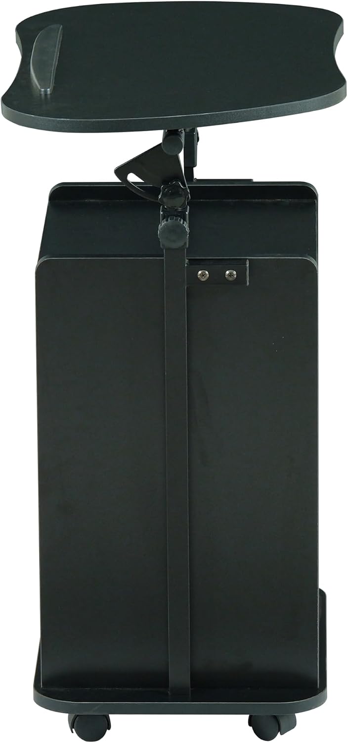 Techni Mobili Adjustable Laptop Cart w/Storage, Rolling Mobile Desk, Black