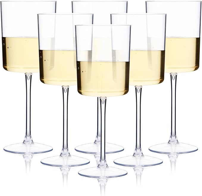 Ciaell 6 Pack Plastic Wine Glasses - 10 Oz Plastic Disposable Wine Glasses
