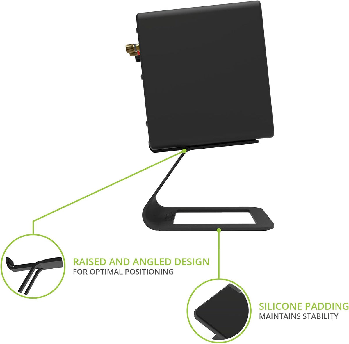 Kanto SE2 Elevated Desktop Speaker Stands for Small Speakers & Compact 2”-3” Studio Monitors - 3.8” Tall - Supports 7.1 lbs - Damping 1.5 mm Silicone Padding - Pair - Black - Pair