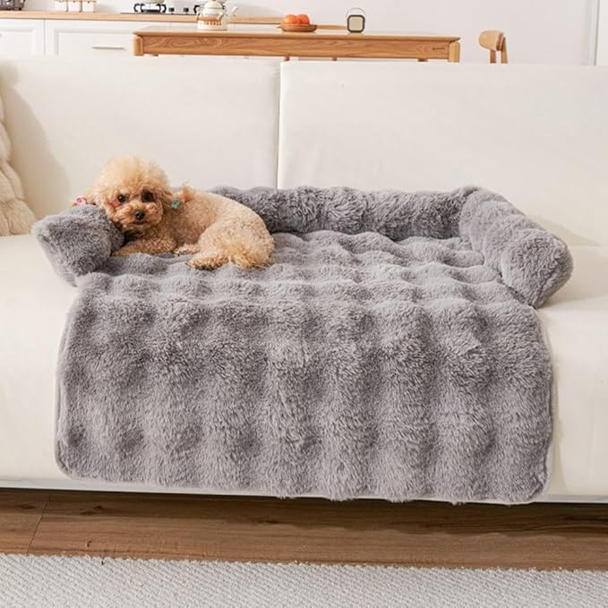 Dream Cloud Pet Sofa Bed for Couch, Fluffy Fuzzy Cozy Washable Couch Cover,Luxurious Cozy Dog CouchBed,Non-Slip Fluffy Plush Dog Sofa Mat for Furniture Protector for Small, Medium Dogs and Cats