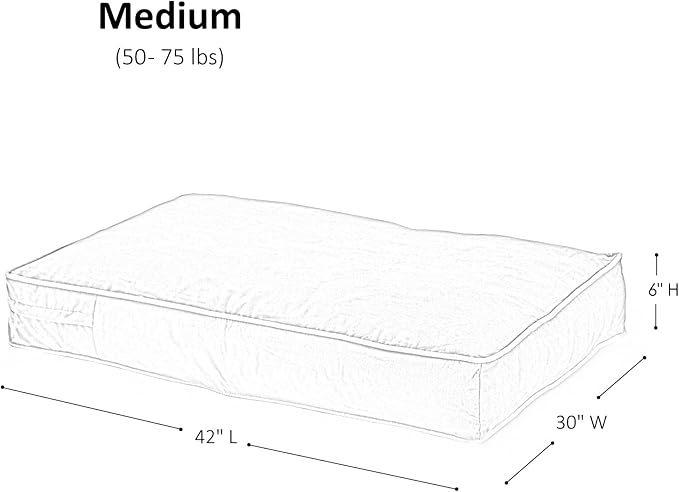 South Pine Porch Buddy Reversible Rectangle Pillow Style Microfiber Dog Bed with Removable, Machine-Washable Cover, Smoke, Medium (42 in. x 30 in.)