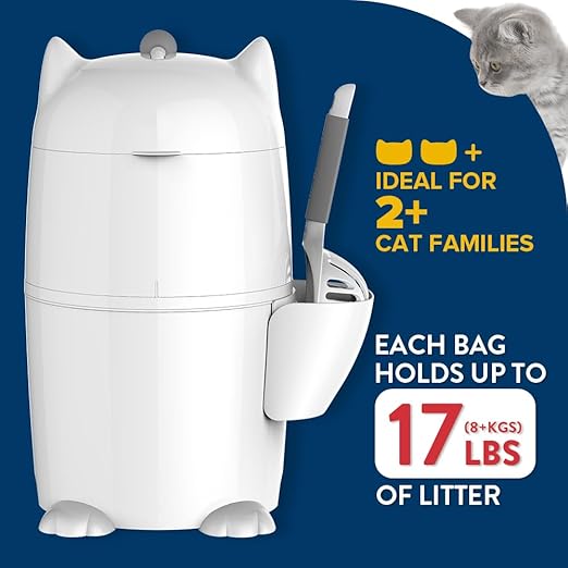 Red Rocket Purrr Litter Twist’R XL Cat Litter Pail Disposal System with Scoop Turn Handle Odor Free Patented (Hold 17lbs Litter)