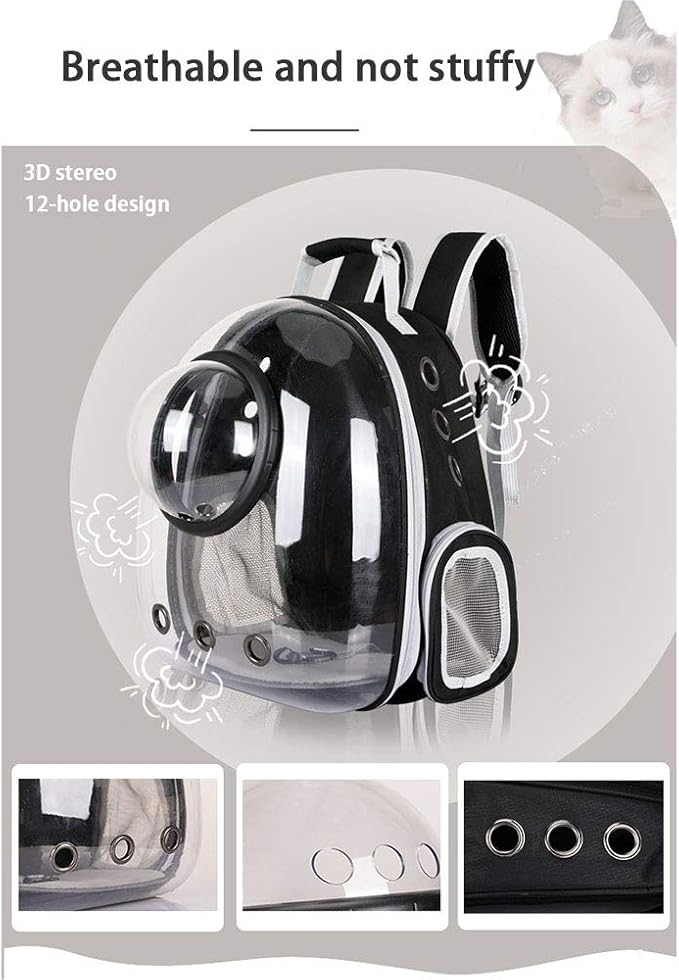 Pet Space Capsule Backpack, Small Medium Cat Puppy Dog Carrier, Transparent Breathable Heat Proof, Pet Carrier for Travel Hiking Walking Camping, Pink