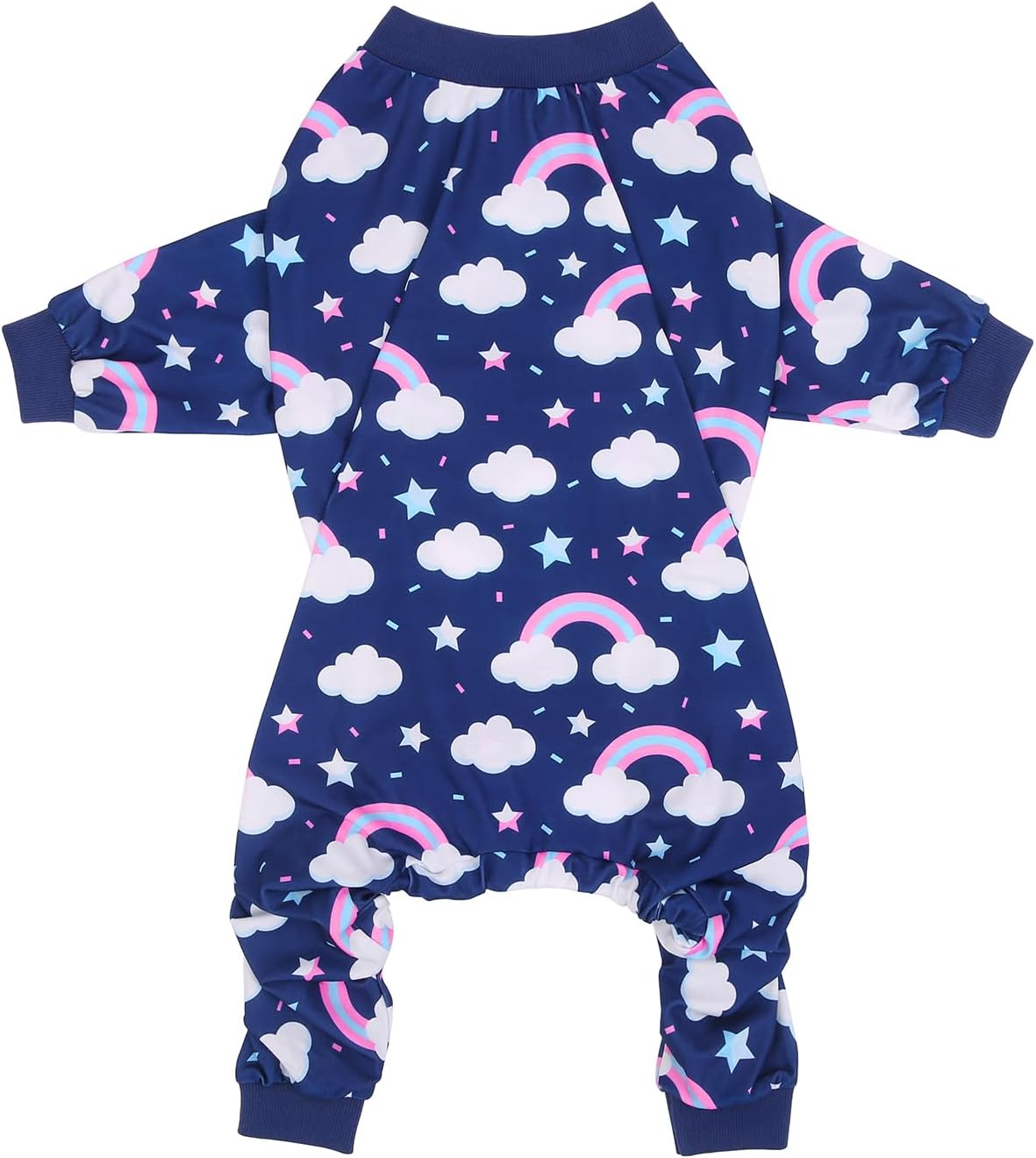 HDE Dog Pajamas One Piece Jammies Jumpsuit Pet Clothes Outfit Stretchy Lightweight Comfy Shirt Pjs for M-3XL Dogs Rainbows - M