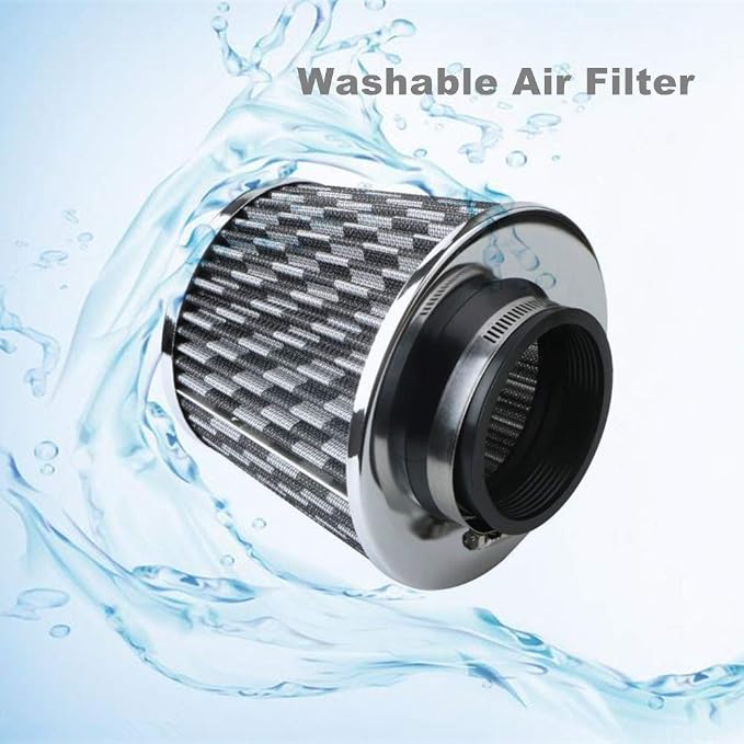 Universal Clamp-On Cold Intake Cone Air Filter 3", Washable Filter, High Flow