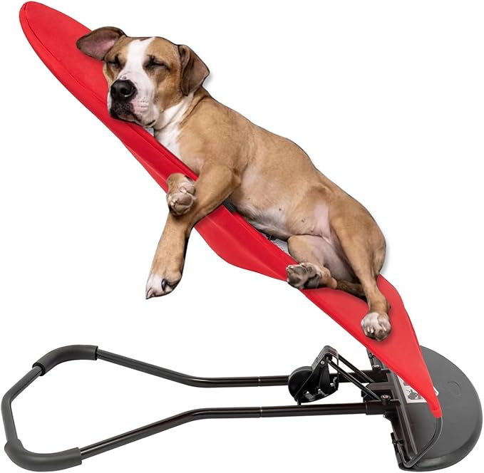 Pet Rocking Chair, Portable Foldable Pet Rocker Bed with 3-Level Adjustable Height, No Assembly Required Breathable Pet Lounger for Small Dogs & Cats Under 33lbs (Red)