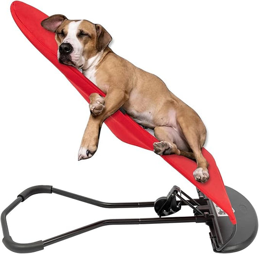 Pet Rocking Chair, Portable Foldable Pet Rocker Bed with 3-Level Adjustable Height, No Assembly Required Breathable Pet Lounger for Small Dogs & Cats Under 33lbs (Red)