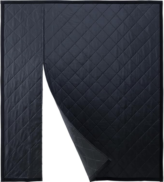 Reversible Wide Magnetic Thermal Insulated Door Curtain for Winter,Thicken Polyester Fiberfill & Heavy Duty Oxford Cloth,Temporary Window Insulation Cover Curtain for French Sliding Door,62”x81”