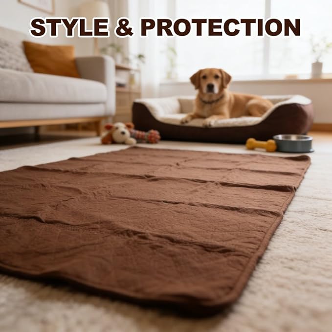 Waterproof Dog Bed Cover, Furniture Protector, Brown 52x82in - Slip, Washable, Non Slip Bottom, Pet Sofa and Bed (52x82inch)
