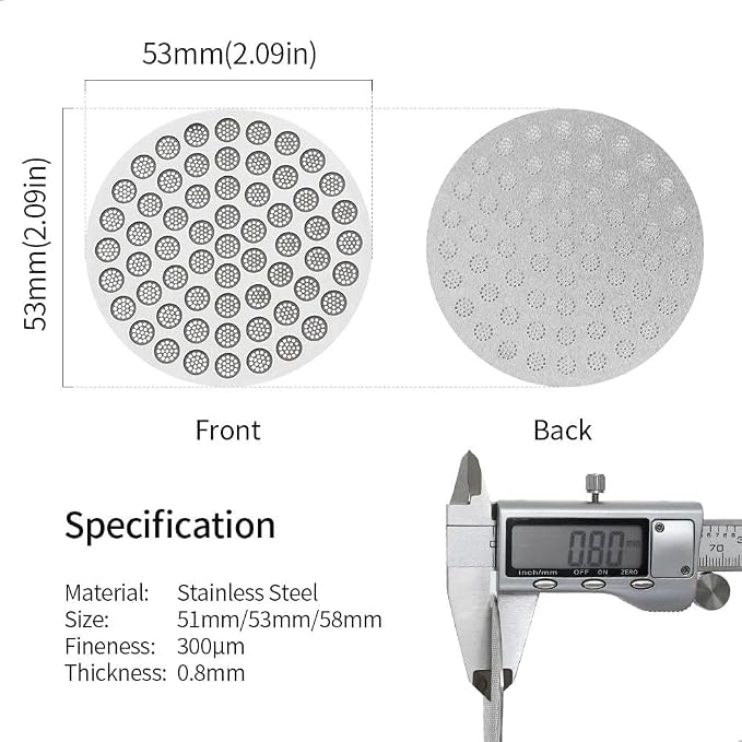 watchget 53mm Espresso Puck Screen Reusable Mesh Coffee Filter 0.8mm Thickness