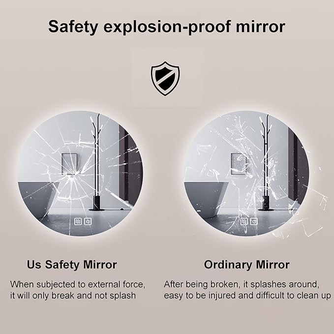 Led Mirror for Bathroom, Bathroom Mirrors for Vanity, Shatter-Proof,