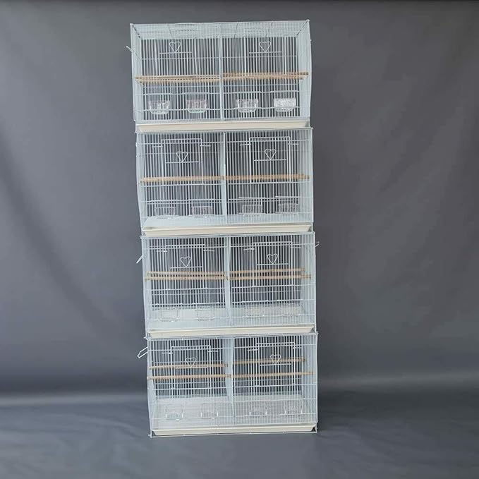 Seny Lot of 4 Breeding Bird Carrier Cage with Dividor for Parakeet Canary Finch Lover Bird (White)