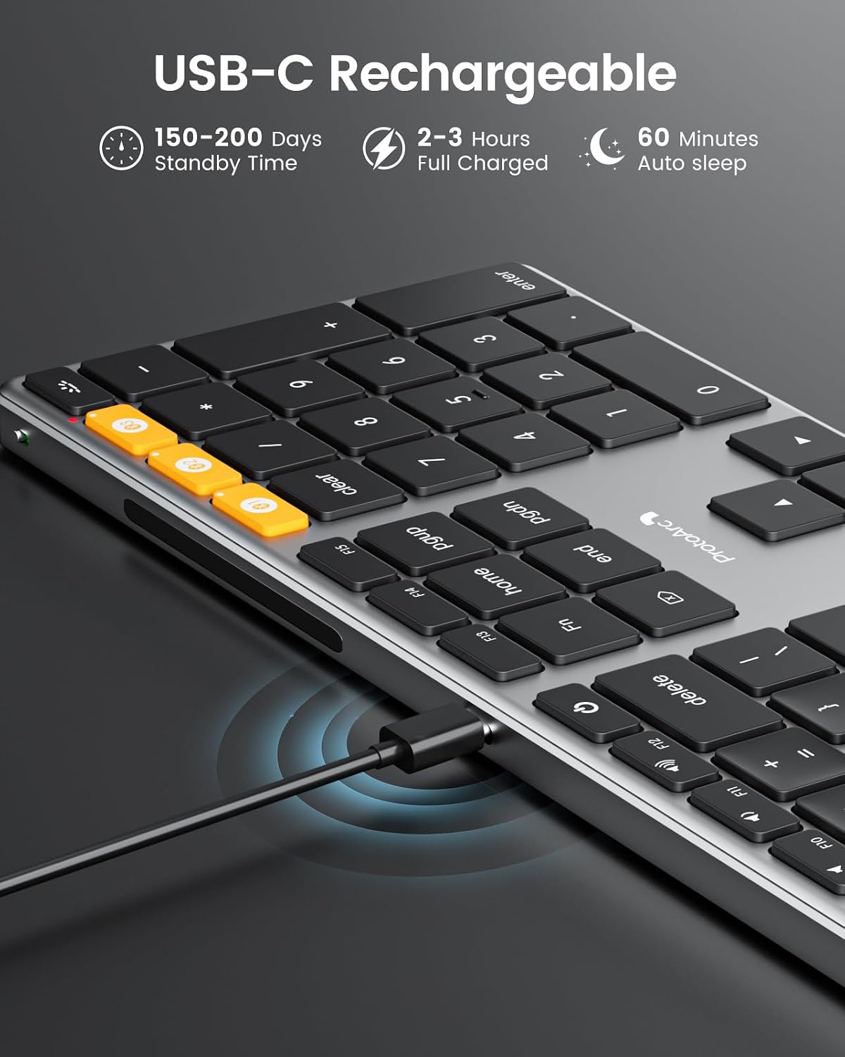 ProtoArc K110-A Backlit Wireless Keyboard for Mac, Aluminum, Space Gray