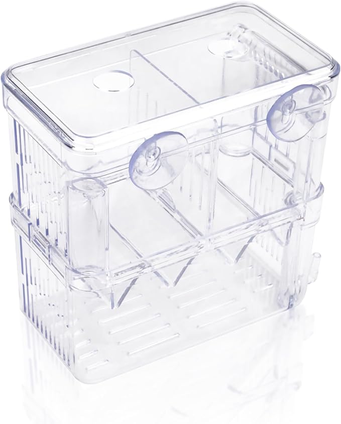 Floating Fish Breeder Box for Aquarium Divider, Transparent Fish Isolation Breeding Box with Suction Cups, Shrimp Tank Hatchery Fry Incubator for Clownfish Betta Guppy Acclimation