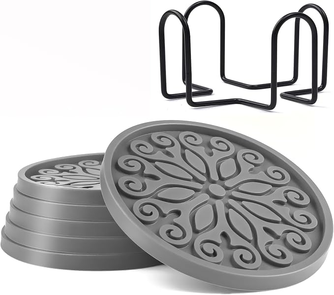Coasters for Drinks, Resistant Reusable Silicone Coasters