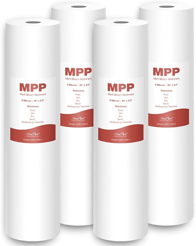 SimPure Sediment Water Filters, 5 Micron 20" x 4.5" Whole House Water Filter