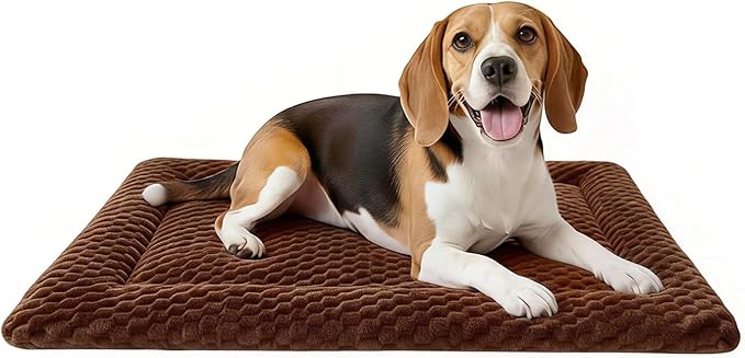 Dog Bed Mat, Dual-Sided Dog Crate Bed Mat - Ultra Soft & Machine Washable Kennel Pad for Medium Dogs, All-Season Comfort Pet Bed for Crates, Travel, and Home, Brown, 30 x 18 Inch