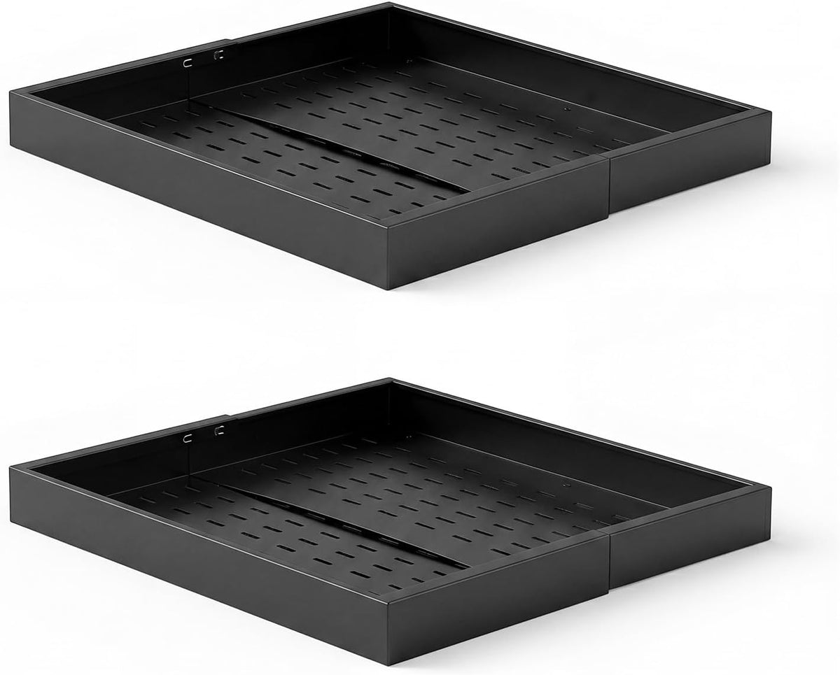 VEVOR Pull Out Cabinet Organizer, 2 Pack Expandable Width (12.2"-18.9"), 20.47" Deep Pull Out Drawers for Cabinets, Sliding Drawer for Kitchen Pantry Cabinet Organizer with Nano Adhesive Strips, Black