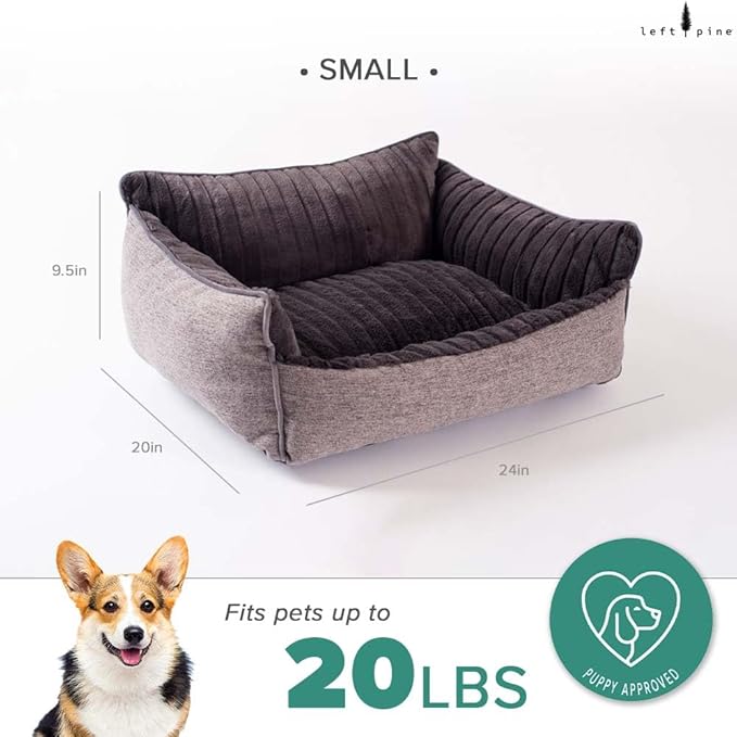 Deep Edge Day Bed, Velvet Sleeping Bed for Puppies & Small Dogs with Bolster Sides - Raised Edges, Memory Foam Cushion, Non-Slip, Machine Washable