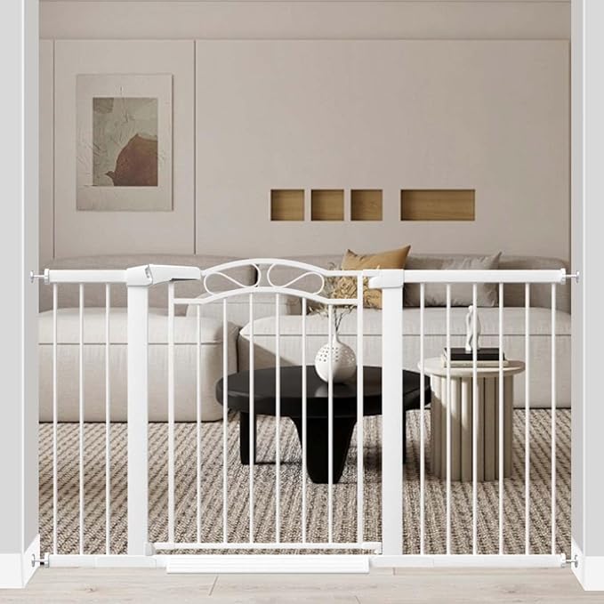 Fairy Baby 54.3"-57" Extra Wide Baby Gate Indoor for Kids Or Pets Walk Thru No Drill Long Dog Gates for The House Doorway Child Safety Gate