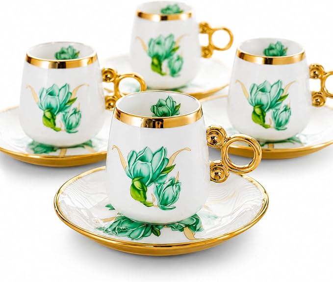 Porcelain Tea Cups and Saucers Set