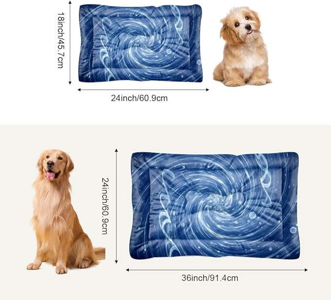 Blue Swirl Vortex Light Effect Art Dog Bedding Dog Mattress Pet Padssoft Crate Washable Crate Beds Washable Non-Slip Bed Bed for Dogs Outdoor Mat for Dogs Furniture Indoor Outdoor 36X24 Inch