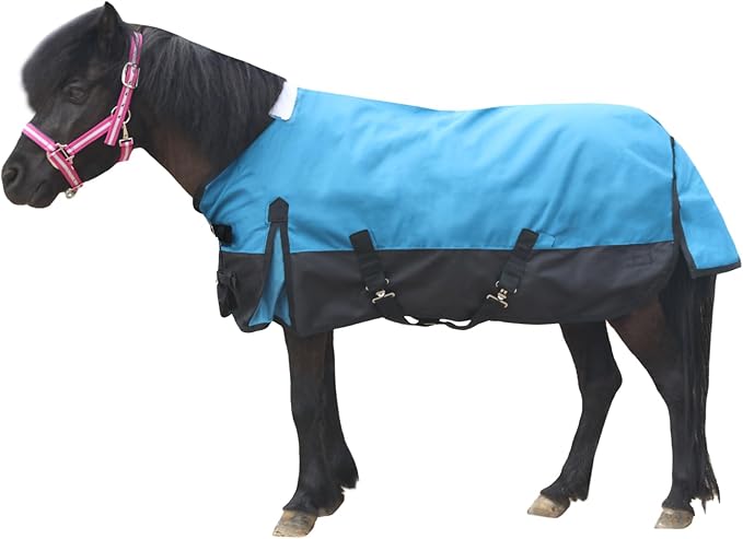 Mini Horse/Pony/Foal/Miniature Size 36"-51" Lightweight Waterproof & Breathable 1200 Denier Turnout Blanket with No Filling Peacockblue 51"