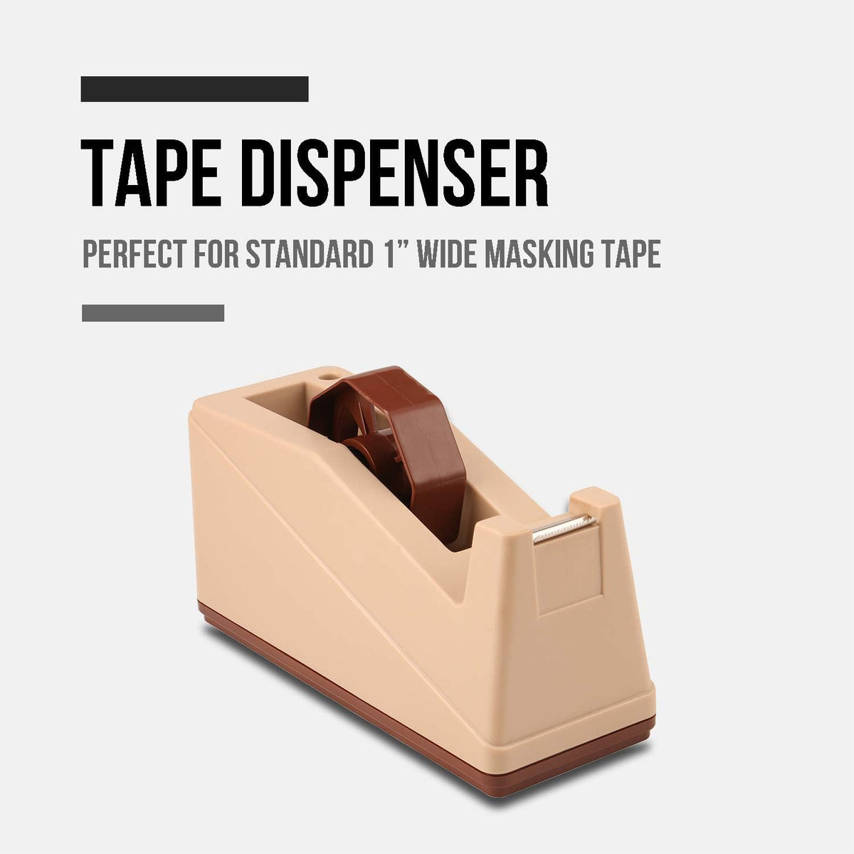 LICHAMP Desktop Tape Dispenser Holder with Large 3 inch Core for Masking Tape and 10 Pack White Masking Tape 1 inch