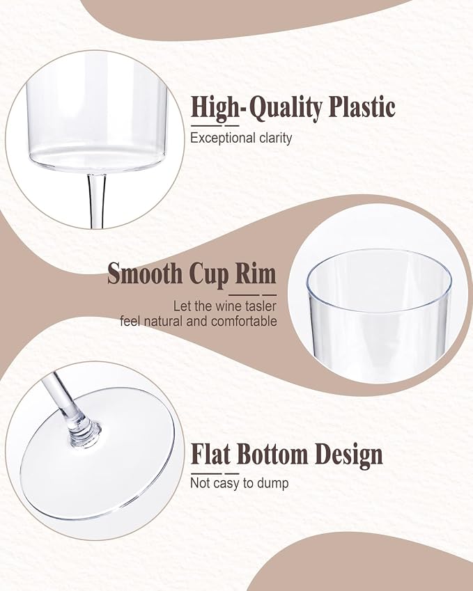 Ciaell 6 Pack Plastic Wine Glasses - 10 Oz Plastic Disposable Wine Glasses