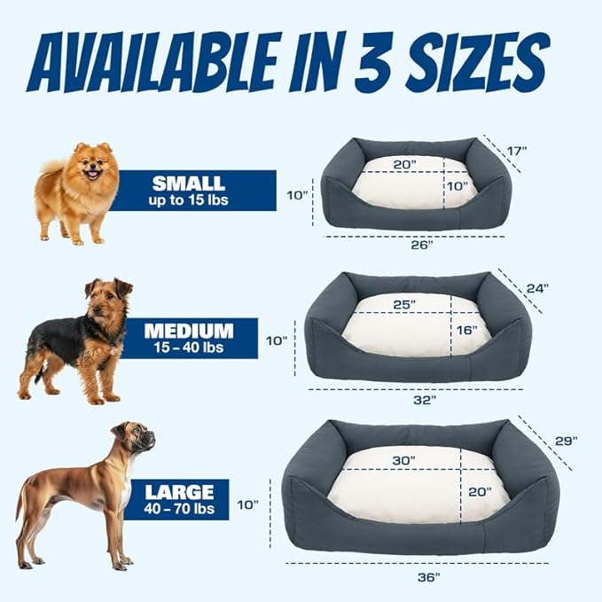Ships Next Day, Made in USA - Custom Dog Bed – Dog/Puppy Bed w/Navy Blue Base - Personalized Pet Photo Upload - Indoor Use - Ideal Gift - Available in 3 Sizes (27.5x23.5 Inches)