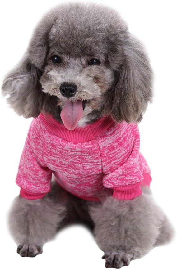 Jecikelon Dog Clothes Dogs Sweater Soft Puppies Clothing Winter Puppy Sweaters Warm Outfit for Dogs Small XXS XS Cat Apparel (Large, Rose red)