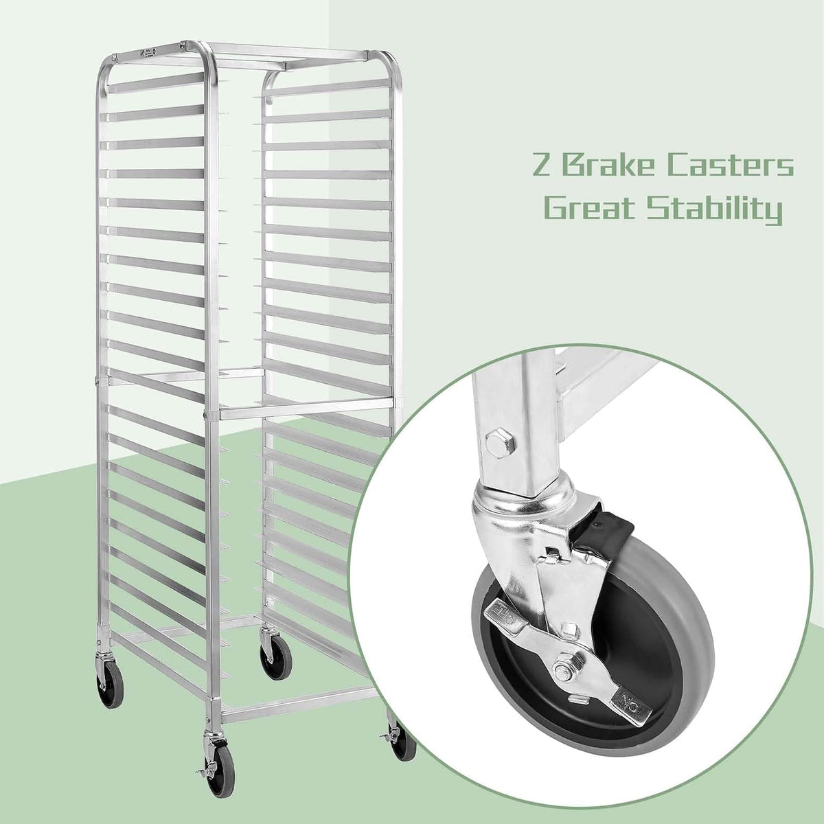 Hally Bun Pan Rack 20 Tier with Wheels Commercial Bakery Racking Aluminum