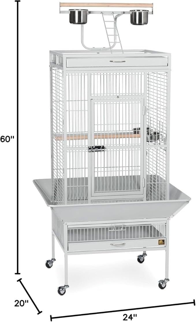 Suburban Sophistication Playtop Bird Home with Spacious Design, Durable Materials, Removable Perches Small/Pewter White