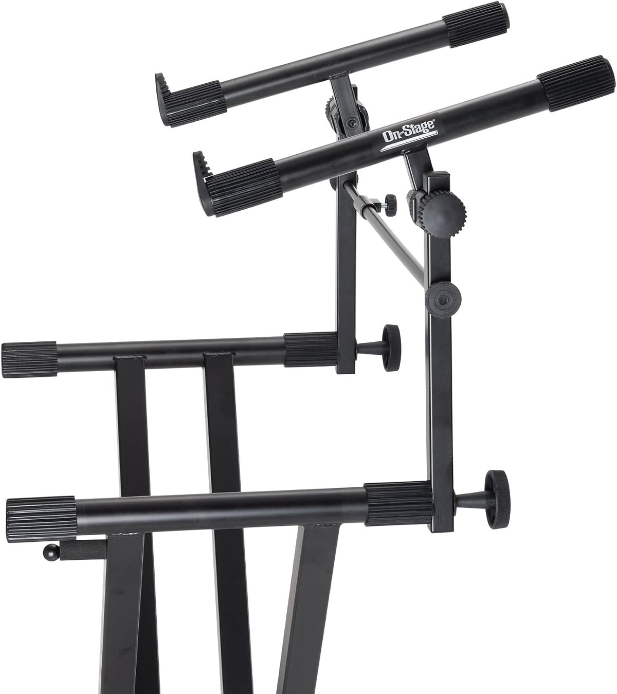 OnStage KSA7500 Universal Second Tier for X-Style Keyboard Stand (for Stacking Keyboards, Electric Pianos, Synths, and Organs, 60 lb Capacity, Adjustable, Nonslip Arms and Feet, Metal, Black)
