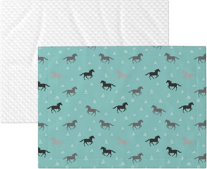 Double Sided Pet Bed Blanket for Added Cushion Warmth, Wild Horses, Reversible Cover with Textured Dot Surface for Existing Beds Standalone Mat