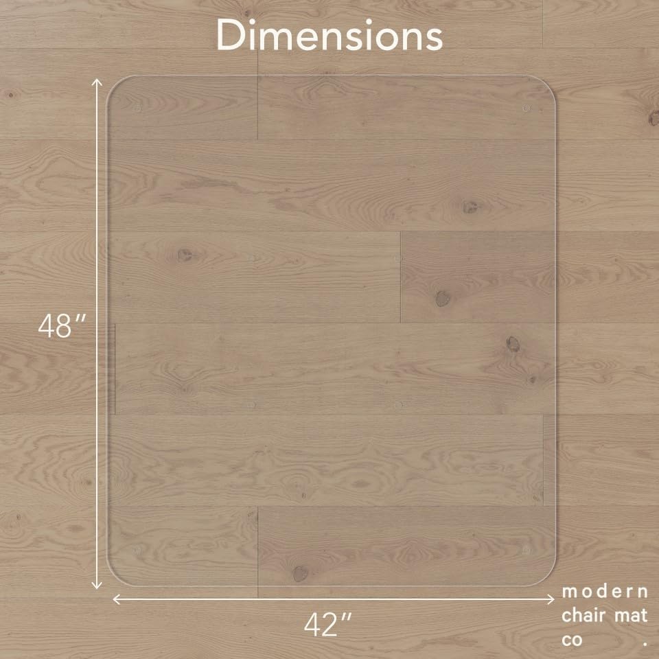 Office Desk Glass Chair Mat - Clear Tempered Glass - Easy Glide - Protects Carpet and Hardwood Floors - 42" x 48"