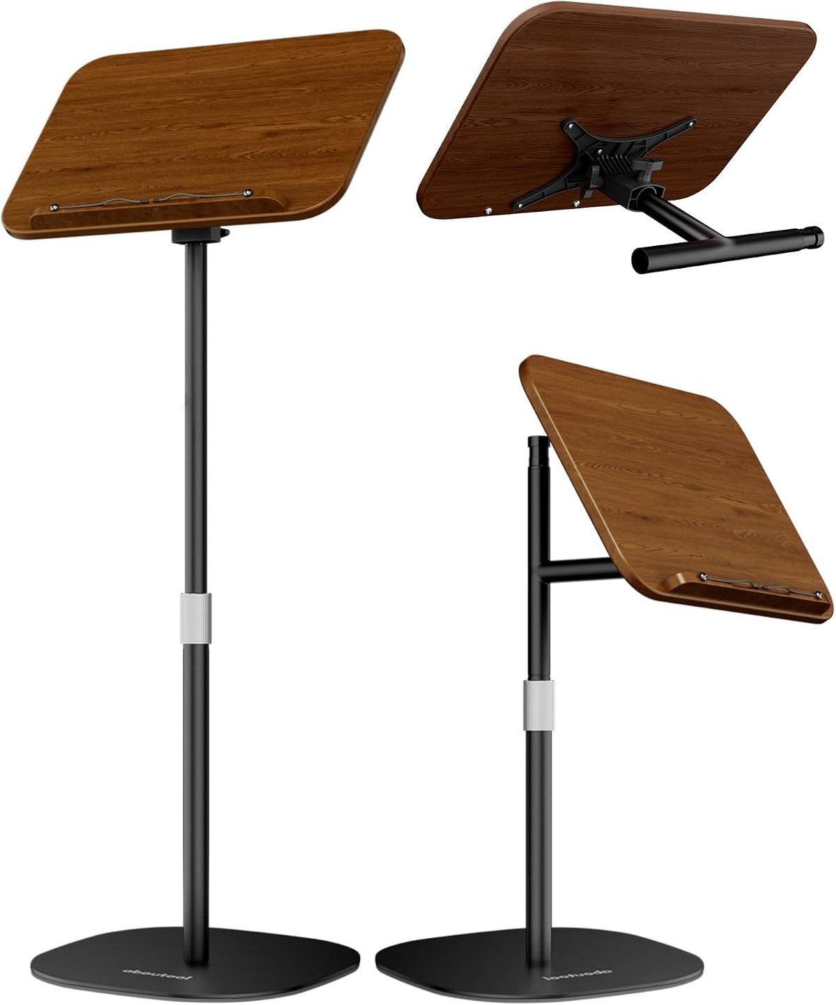 aboutool 2 in 1 Dual-use Floor Book Stand & Desktop Book Stand,Height Adjustable from 33-63in, Adjustable Book Holder with Elastic Page Clips for Music Scores, Recipe, Tablet, Laptop