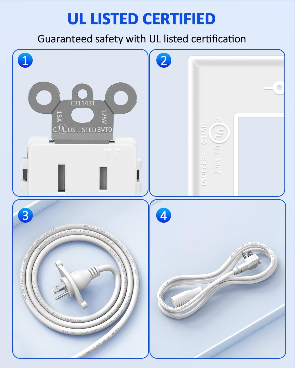 in Wall Cable Management Kit for TV, Recessed Outlet with TV Cable Hider Wall Kit, Cord Hider for Wall Mounted TV, Cable Management Box for Home & Office Theater System, White